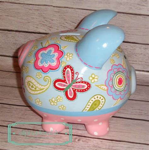 Alphadorable Custom Hand Painted Piggy Bank To Match Pottery Barns