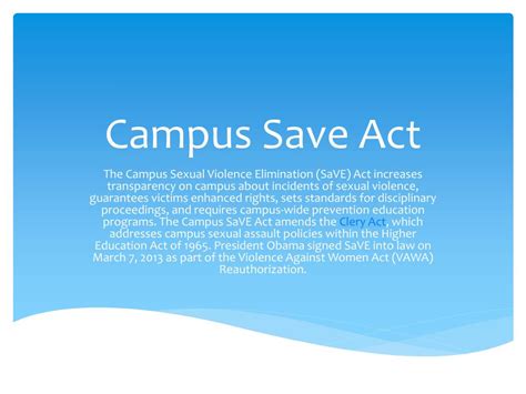 Ppt Campus Save Act Powerpoint Presentation Free Download Id6227234