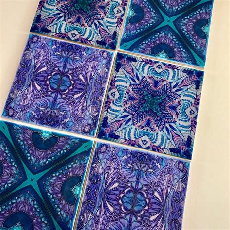 The painting may be purchased as wall art, home decor, apparel, phone cases, greeting cards, and more. Contemporary Tiles Mixed Patterns - Blue Green Purple ...