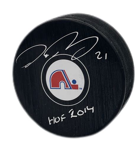 Peter Forsberg Autographed And Inscribed Puck Logo Quebec Memorable