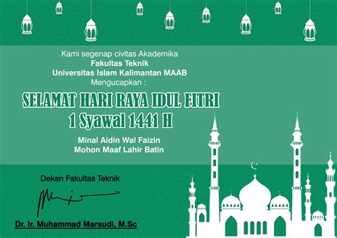 Selamat Hari Raya Idul Fitri 1441 H Fakultas Teknik Fatek
