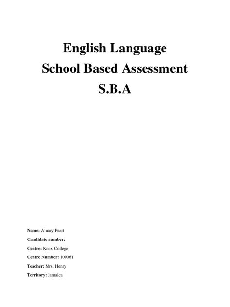 English Language Sba Part 2 Pdf