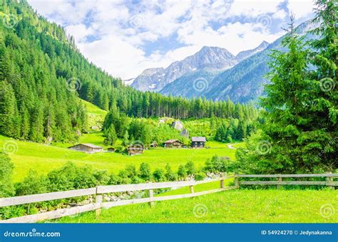 Alpine Landscape And Green Meadows Alps Austria Stock Photo Image Of