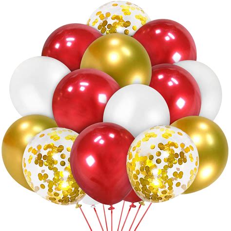 buy burdy red and gold confetti balloons 12 inches metallic gold and white balloons for wedding