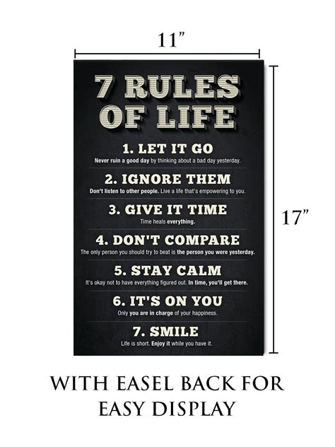 7 Rules Of Life Inspirational Sign With Stand Kingprops King Props