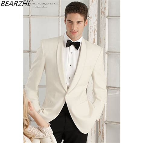 mens cream suits for wedding groom tuxedo for groom suit formal wear dress fashion 2017 design
