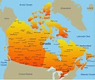 Cities map of Canada - OrangeSmile.com