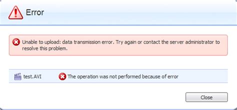 Unable To Upload Data Transmission Error