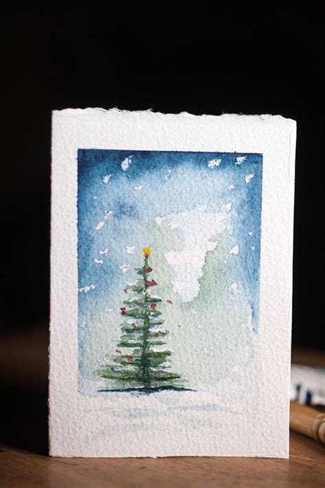 Watercolor Christmas Cards Set Of 3 Each One Hand Painted Christmas