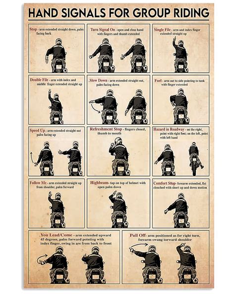 Motorcycle Hand Signals For Group Riding Canvas 075in Etsy