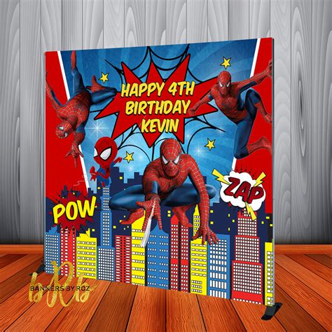 Spiderman Birthday Party Backdrop Personalized Step And Repeat Designe