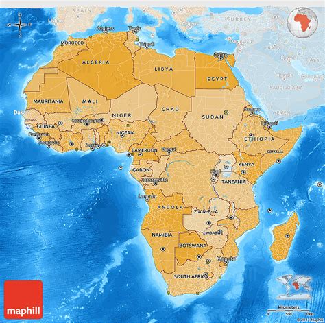 Political Shades 3d Map Of Africa Lighten Land Only