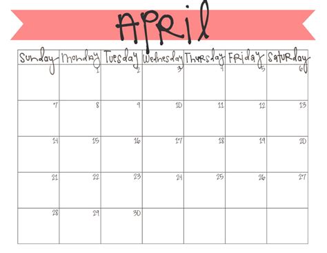 April Calendar Printable Calendar Templates