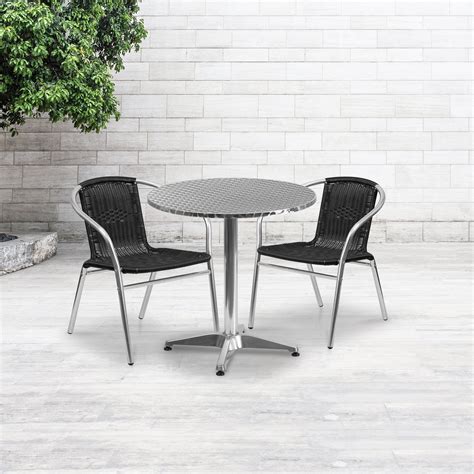 Flash Furniture 275 Round Aluminum Indoor Outdoor Table Set With 2