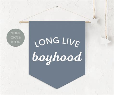 Long Live Boyhood Pennant Kids Wall Banner Boys Room Decor Long Live