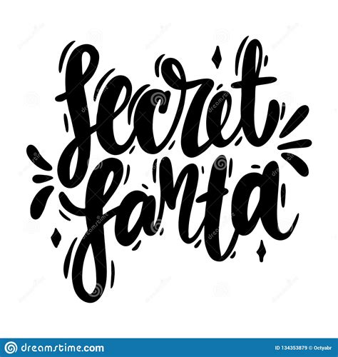 Secret Santa Hand Drawn Vector Lettering Modern Brush Calligraphy