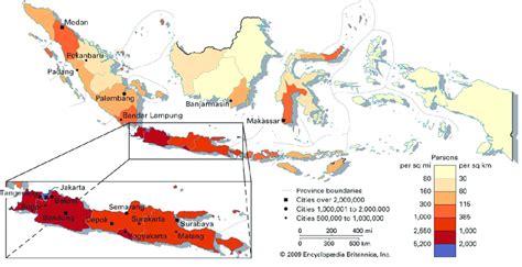 Map Of Indonesia And Its Population Density Encyclopedia Britannica