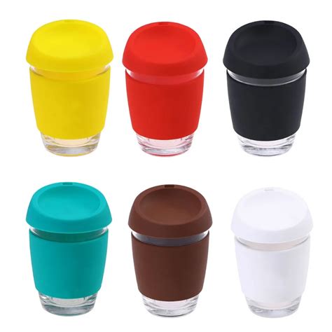 1 Pc Glass Coffee Mug Travel Coffee Cup With Bpa Free Silicone Lid And