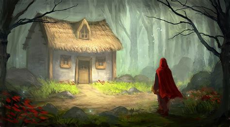 Digital Art Fantasy Art Fairy Tale Little Red Riding Hood Trees