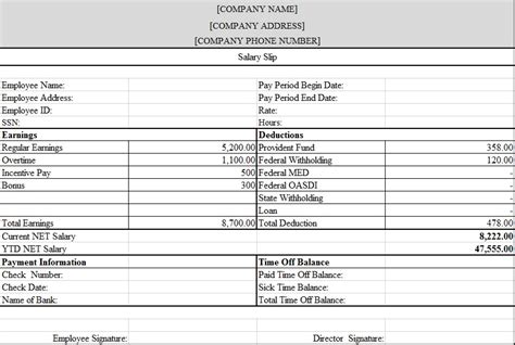 50 Salary Slip Templates For Free Excel And Word Templatehub