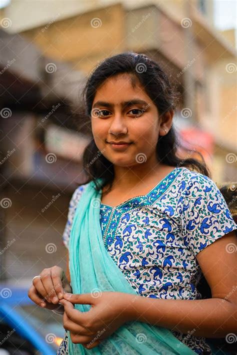 Indian Street Girl Smiling April 10 2016 In Paharganj Delhi India