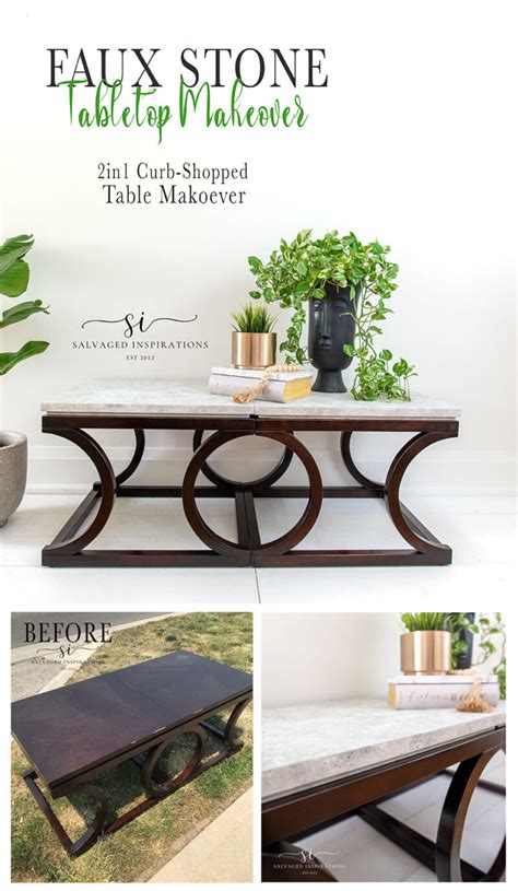 Faux Stone Table Top 2 In 1 Curb Shopped Table Makeover Salvaged