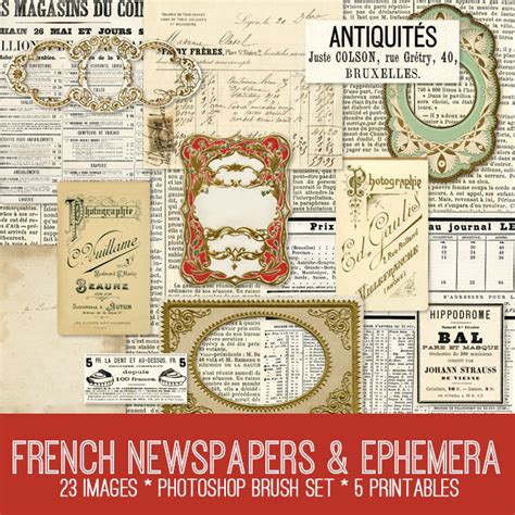 French Newspapers And Ephemera Kit Graphics Fairy Premium The
