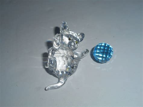 Mib Swarovski Kitten Lying Cat Play Ball Crystal Figurine A 7619 Nr 000