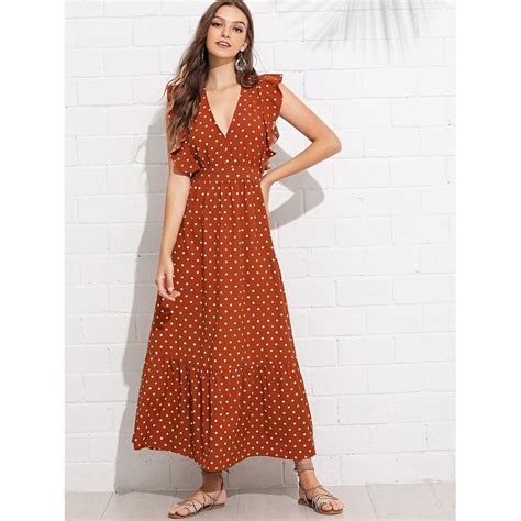 Ruffle Trim Polka Dot Dress Dot Dress Polka Dot Dress Summer Dresses