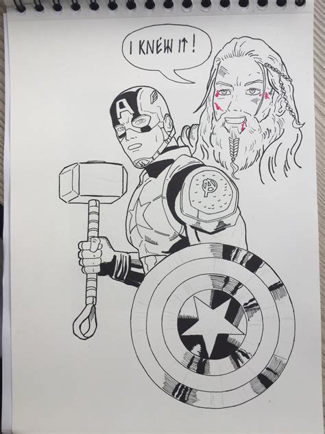 Captain America And Thor Ii Avengers Endgame Thors Hammer Avengers Thor