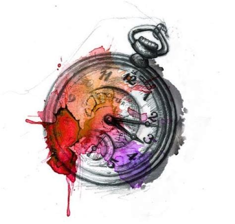 Watercolor Splattered Clock Aquarell Tattoos Pinterest