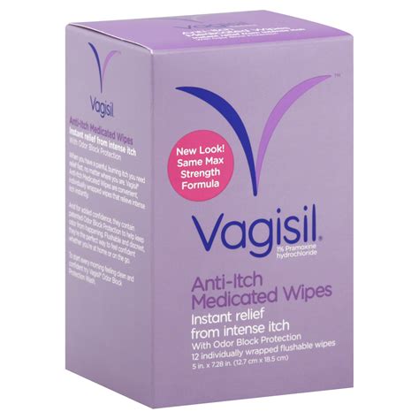 Vagisil Medicated Wipes Anti Itch Maximum Strength 12 Wipes