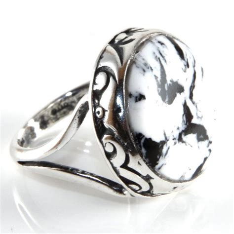Sterling Silver Large Statement Ring In White Buffalo Etsy
