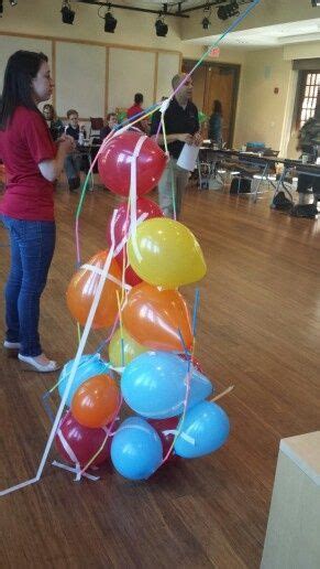 Balloon And Straw Tower Competition And Activity To Promote Group Work