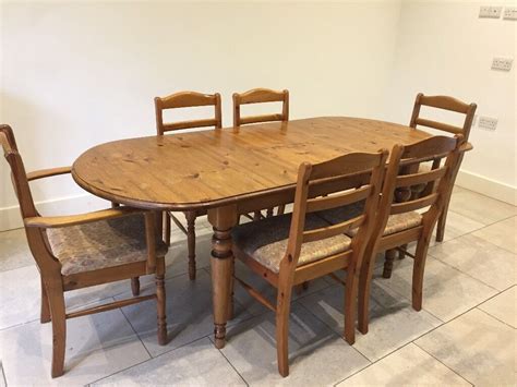 Ducal Pine Oval Extending Dining Table And Six Chairs In Poole
