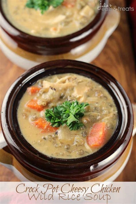 Makes 8 of chicken rice soup. Crock Pot Cheesy Chicken Wild Rice Soup - Julie's Eats ...