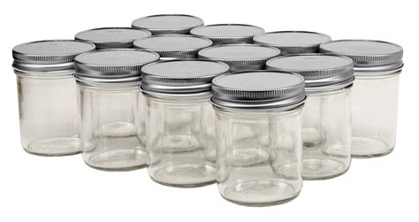 Nms 8 Ounce Glass Straight Sided Regular Mouth Canning Jars Case Of 12 With Silver Lids
