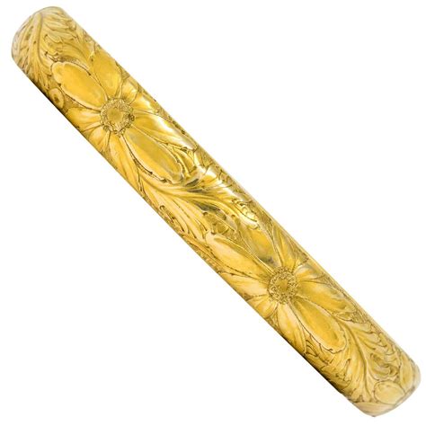 Sloan And Co Victorian 14 Karat Gold Floral Bangle Bracelet At 1stdibs