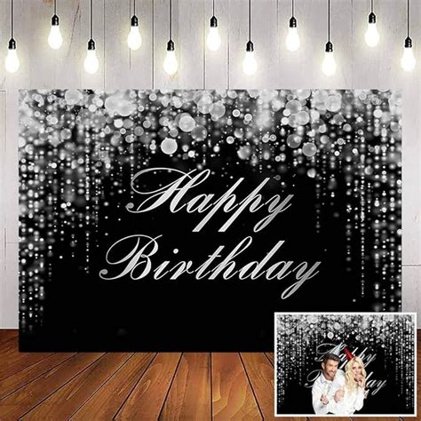 Avezano Happy Birthday Backdrop Black And Silver Birthday