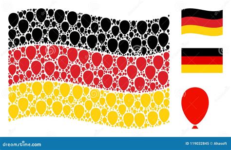 Waving German Flag Collage Of Celebration Balloon Icons Stock Vector