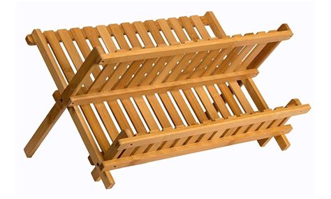 Comes with a base tray as well. Wooden Dish Drying Rack Collapsible Compact Dish Rack ...