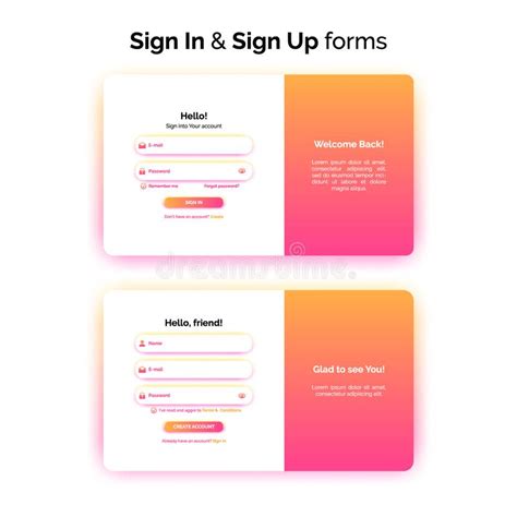 Sign In And Sign Up Forms Web Design Registration And Login Interface