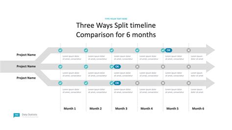 Three Ways Split timeline Comparison for 6 months - Free Download!