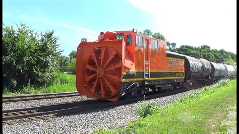 Rotary Snowplow On The End Of Bnsf Local Freight Train