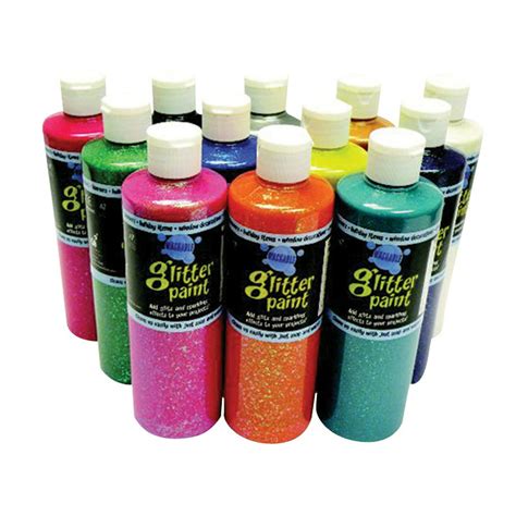 Chroma Washable Glitter Tempera Paint Set 16 Oz Bottle Set Of 12