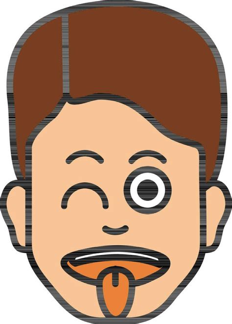 Cartoon Man Winking An Eye With Tongue Out On White Background