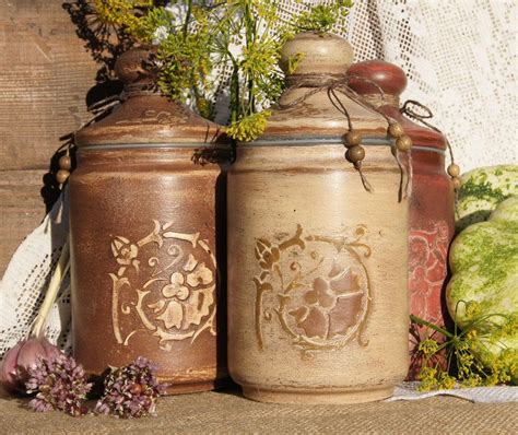 Set Of 3 Glass Kitchen Canisters Rustic Canisters Set French Etsy