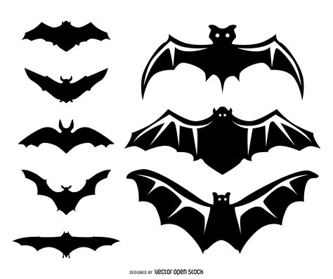 Set With 8 Bats In Different Styles And Shapes Some Are Silhouettes