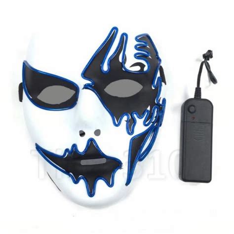Luminous El Cold Light Ghost Mask Hand Painted Led Mask Face Cosplay