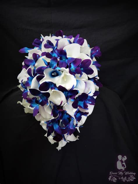 dress my wedding real touch calla lily galaxy orchid purple blue orchid bridal bouquet